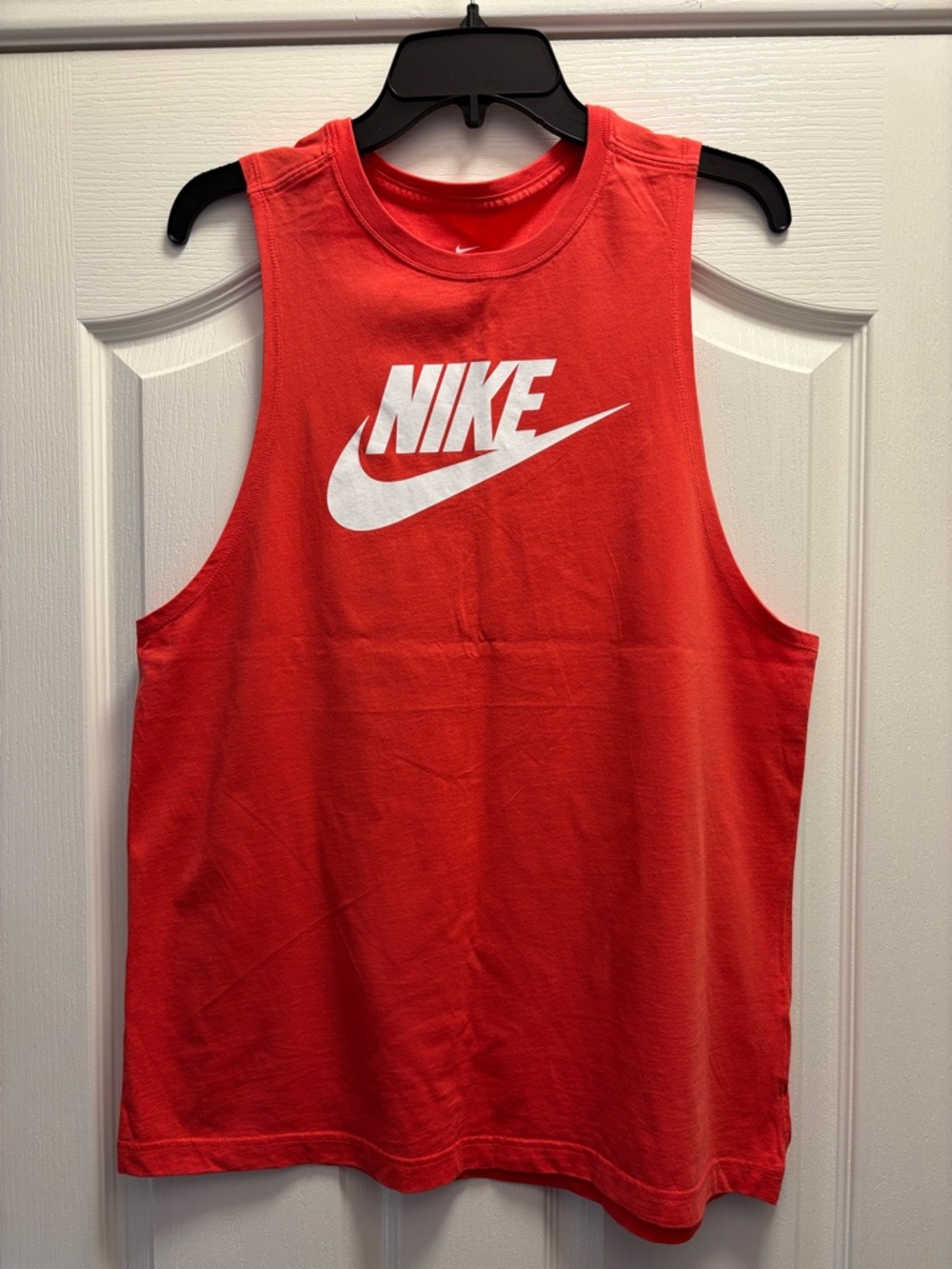 Nike Red Muscle Tank with White Swoosh